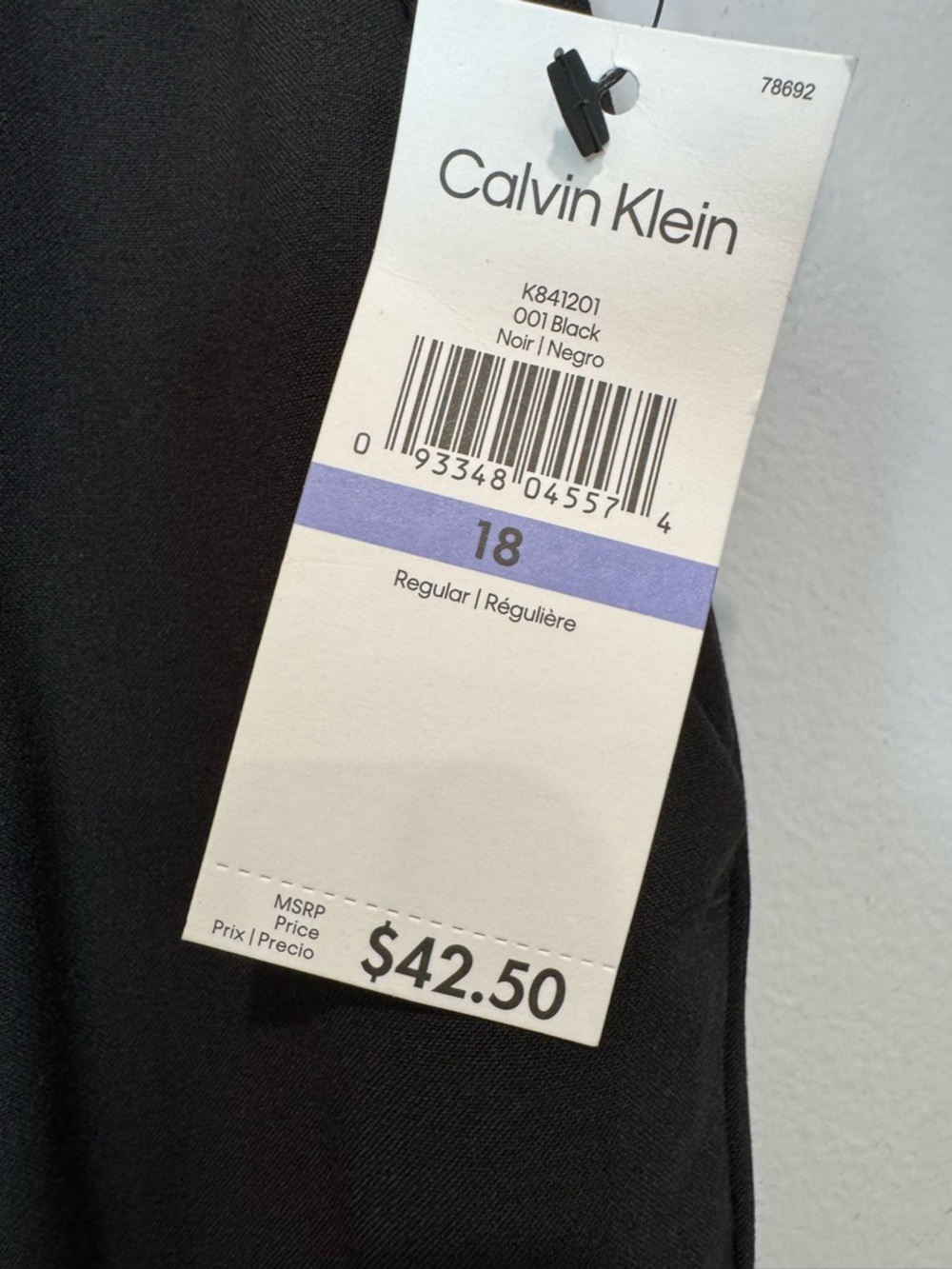 Calvin Klein Womens Slim Fit Black Dress Pants Size 18 Regular Stretch NWT - Picture 3 of 13